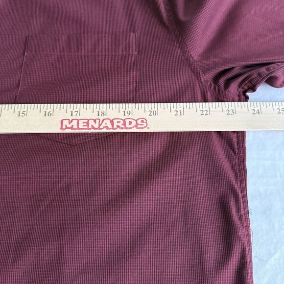 Mens Kenneth Cole Dress Shirt Burgundy Micro Checked Button Down Stretch Sz XL - Picture 3 of 9